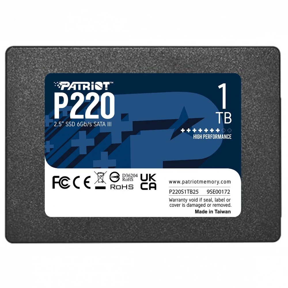 Жесткий диск Patriot P220 P220S1TB25 SSD (твердотельные), 1 ТБ, 2.5 дюйма, SATA