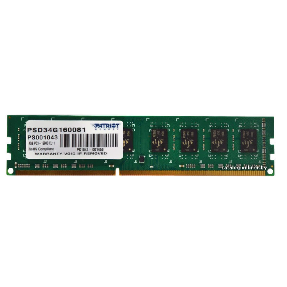 ОЗУ Crucial 4GB PC12800 DDR3 PSD34G160081 DIMM, DDR3, 4 Гб, 1600 МГц