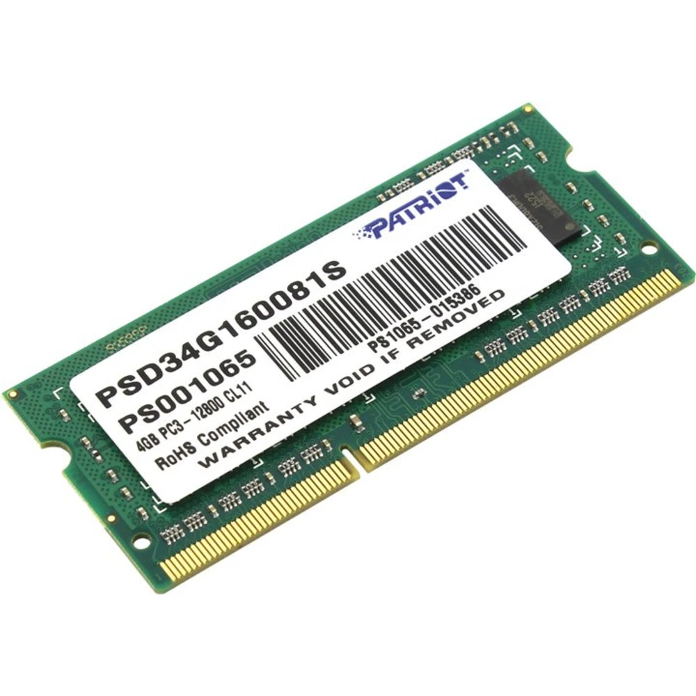 ОЗУ Crucial 4GB PC12800 DDR3 PSD34G160081S SO-DIMM, DDR3, 4 Гб, 1600 МГц