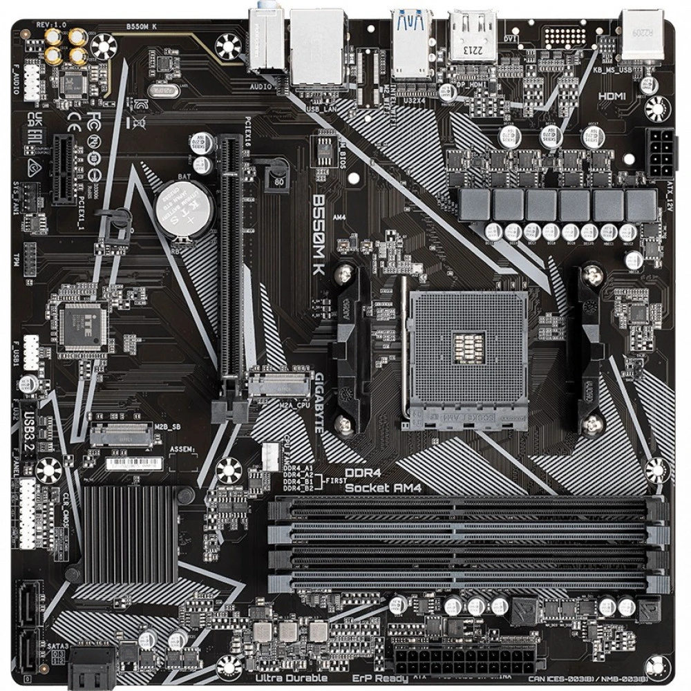 Материнская плата Gigabyte B550M K Micro-ATX, AMD AM4