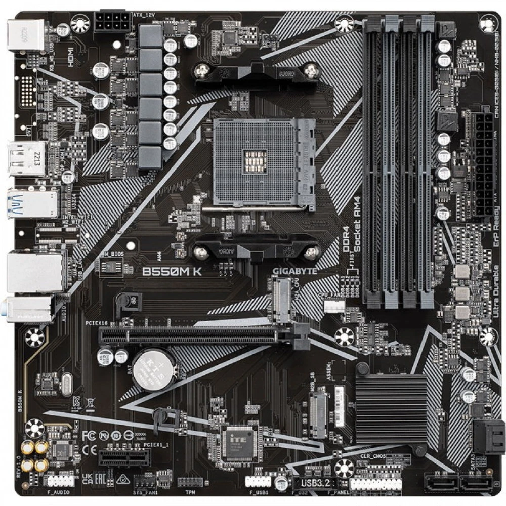 Материнская плата Gigabyte B550M K Micro-ATX, AMD AM4