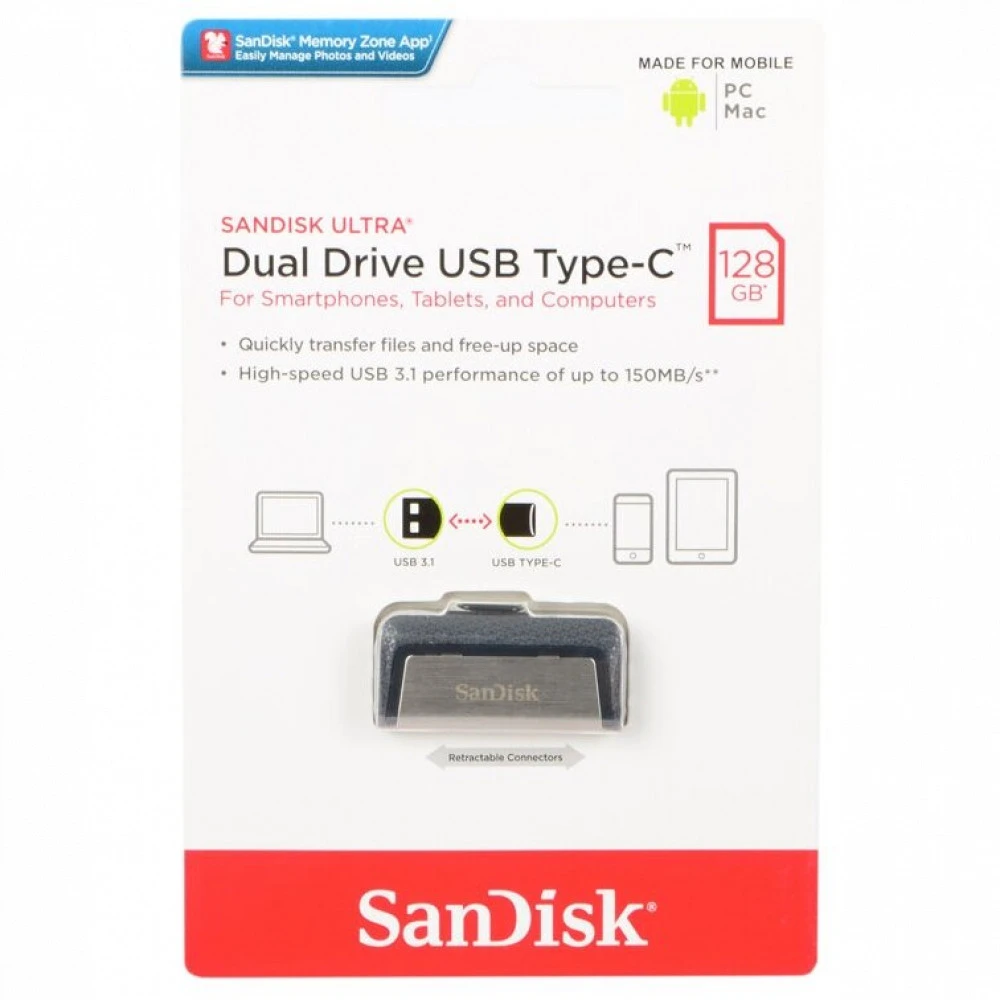 USB флешка (Flash) SanDisk ULTRA DUAL USB Type-C SDDDC2-128G-G46 128 ГБ