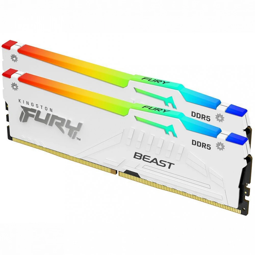 ОЗУ Kingston FURY Beast White RGB KF556C36BWEAK2-64 DIMM, DDR5, 64 Гб (2 х 32 Гб), 5600 МГц