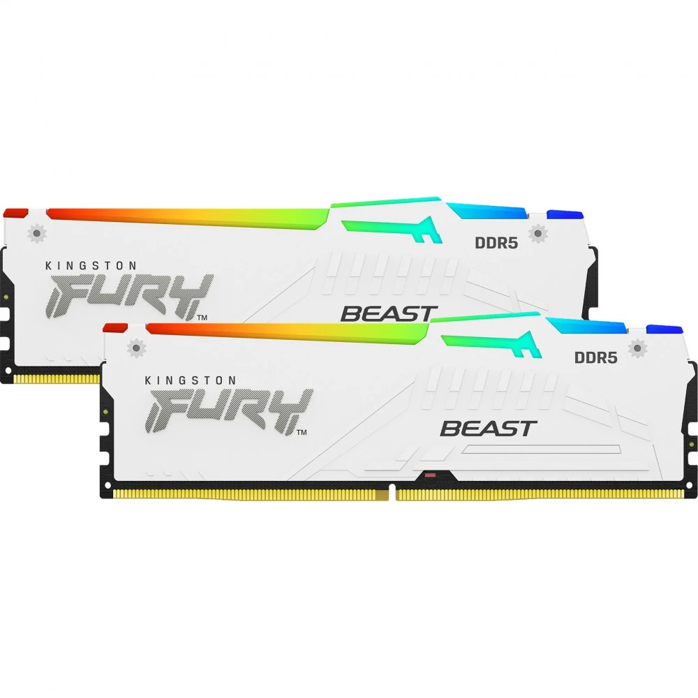 ОЗУ Kingston FURY Beast White RGB KF556C36BWEAK2-64 DIMM, DDR5, 64 Гб (2 х 32 Гб), 5600 МГц