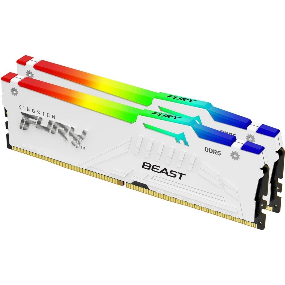 ОЗУ Kingston Fury Beast White RGB KF556C40BWAK2-32 DIMM, DDR5, 32 Гб (2 х 16 Гб), 5600 МГц