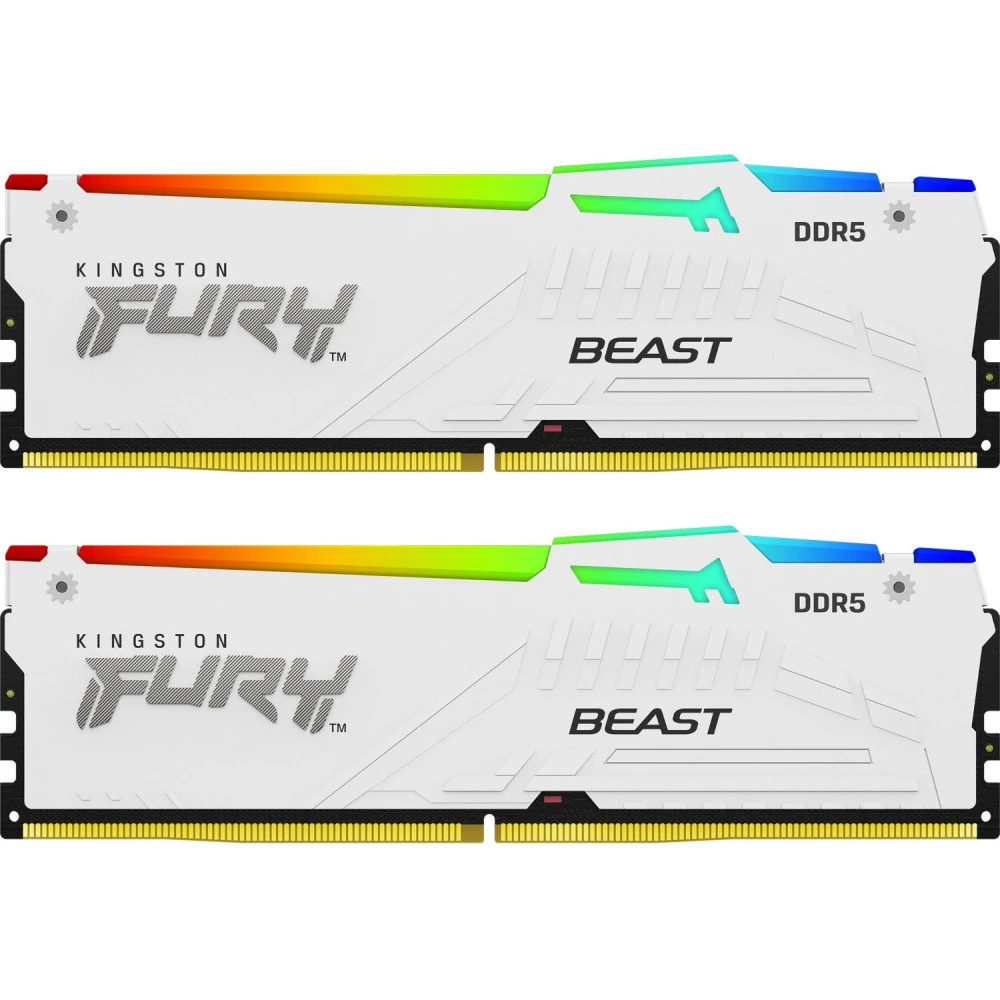 ОЗУ Kingston Fury Beast White RGB KF560C40BWAK2-64 DIMM, DDR5, 64 Гб (2 х 32 Гб), 6000 МГц