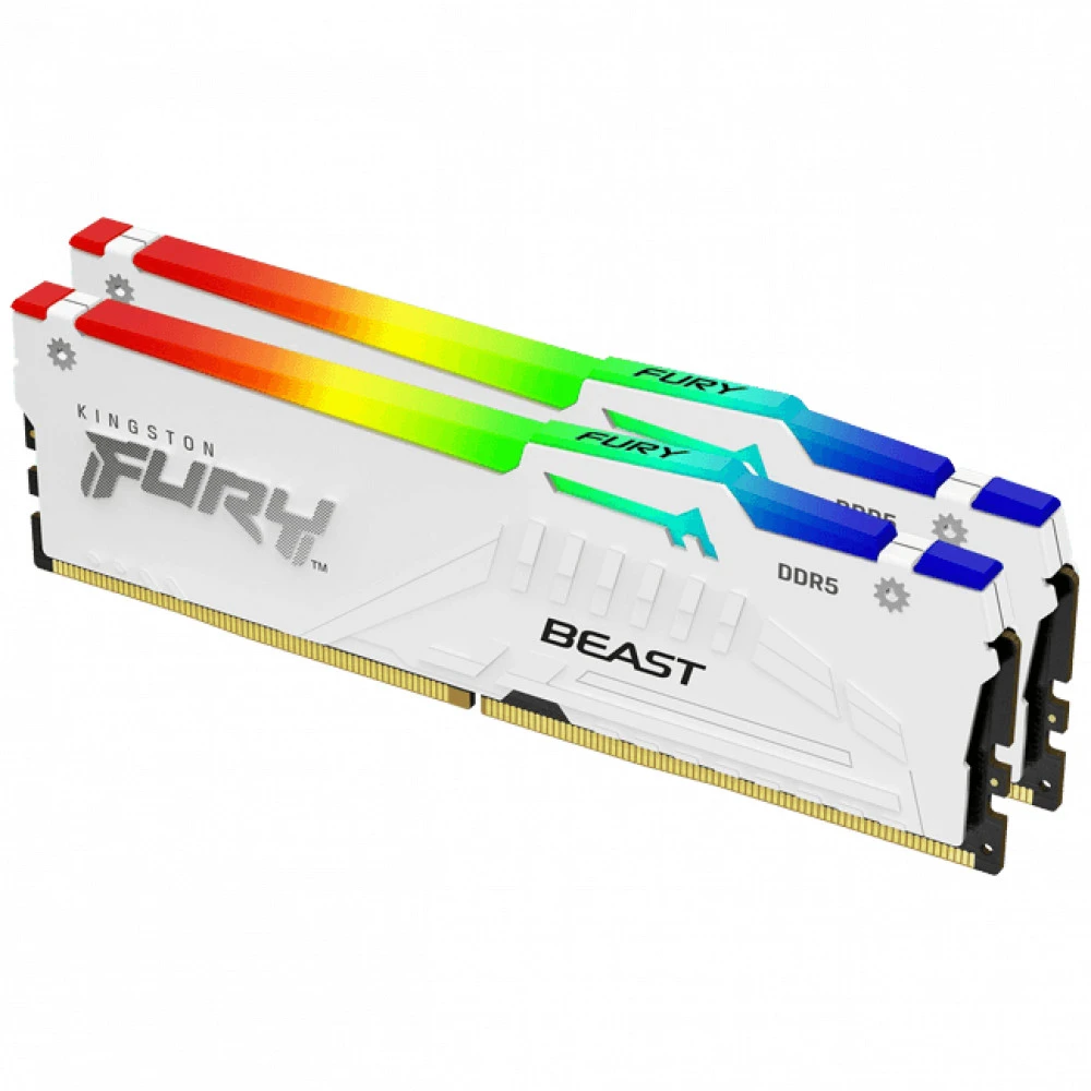 ОЗУ Kingston Fury Beast White RGB KF560C40BWAK2-64 DIMM, DDR5, 64 Гб (2 х 32 Гб), 6000 МГц