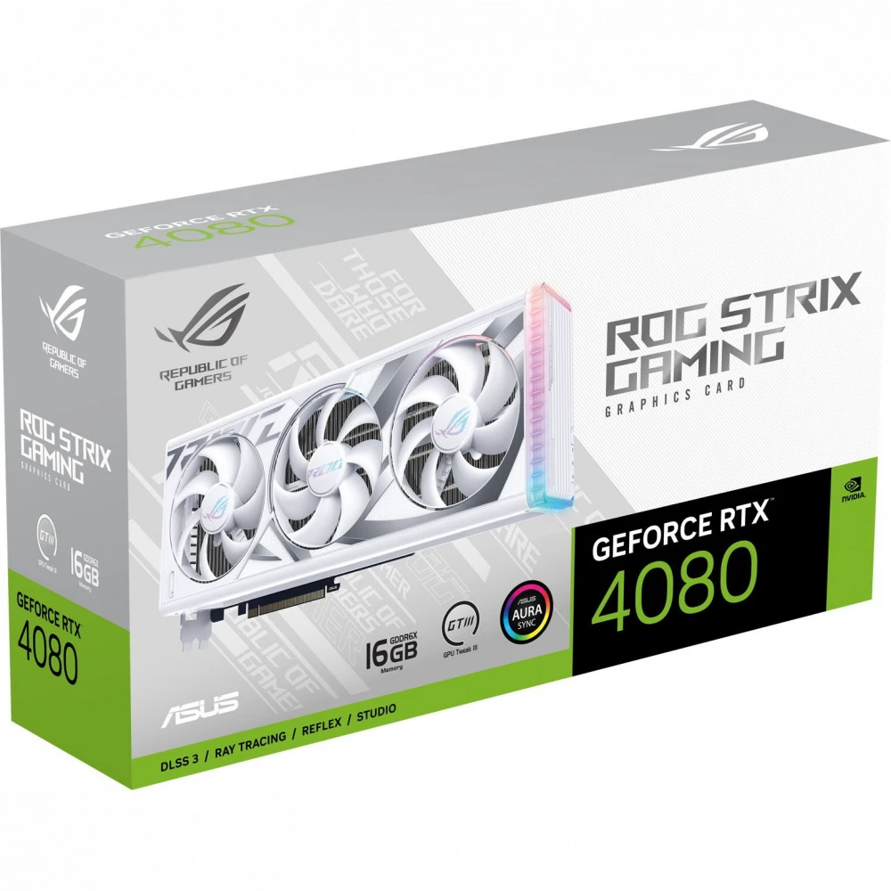 Видеокарта Asus ROG Strix RTX 4080 16GB GDDR6X White OC Edition ROG-STRIX-RTX4080-O16G-WHITE 16 ГБ