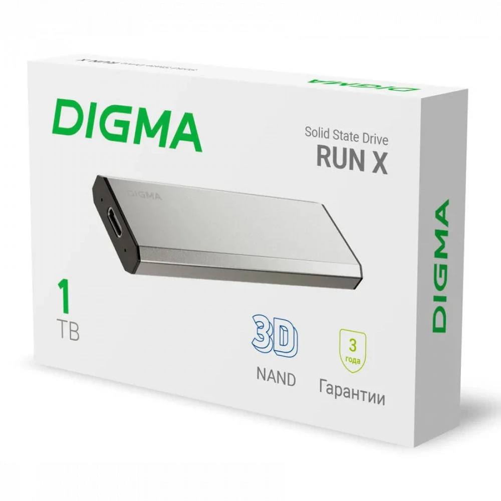 Внешние накопители Digma RUN X DGSR8001T1MSR 1 ТБ, Разъём USB Type-C