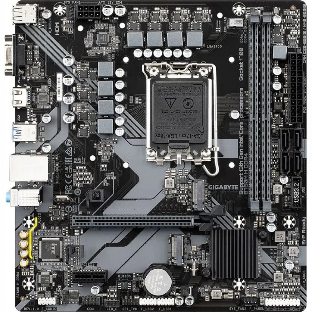 Материнская плата Gigabyte B760M H DDR4 Micro-ATX, LGA 1700