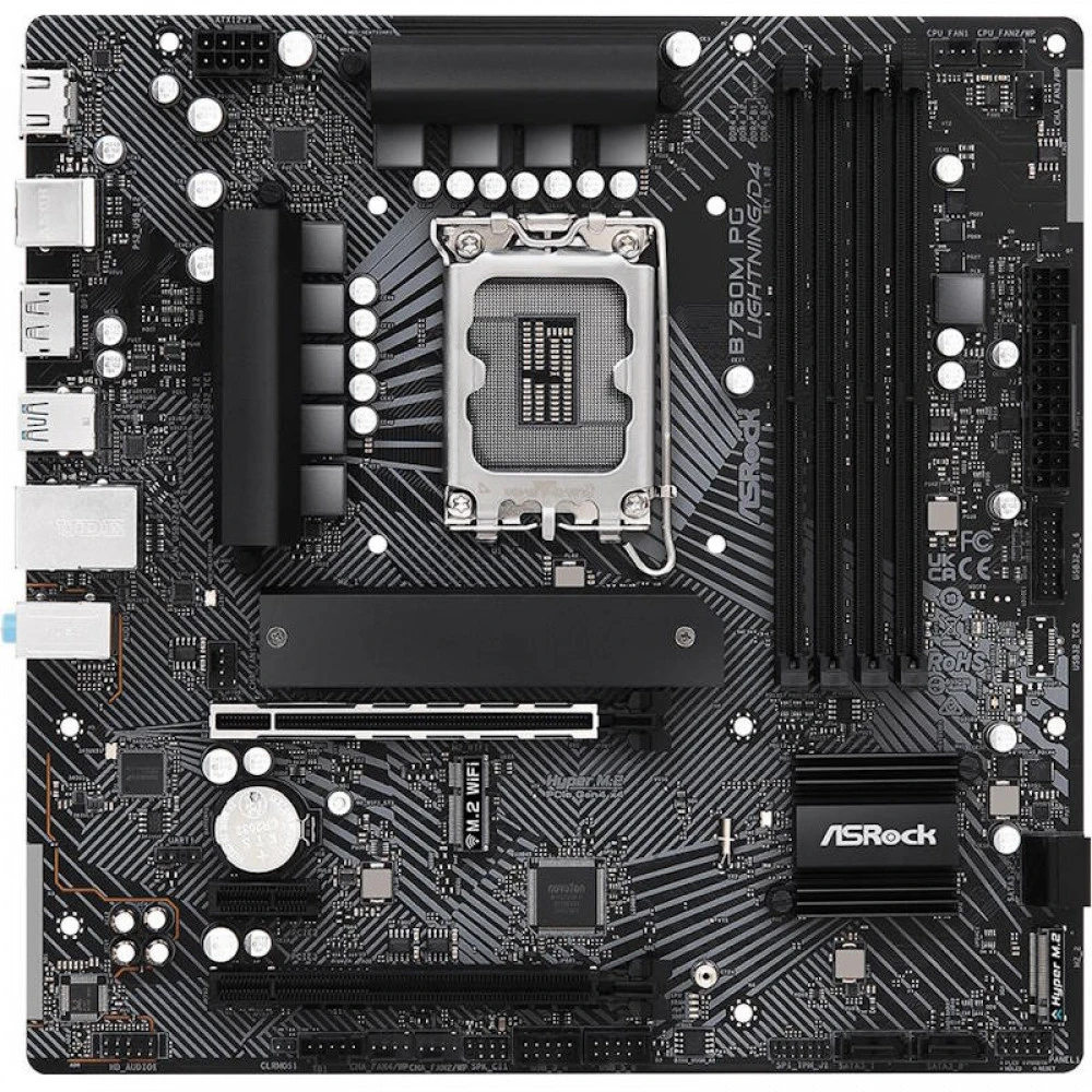 Материнская плата ASRock B760M PG LIGHTNING/D4 Micro-ATX, LGA 1700