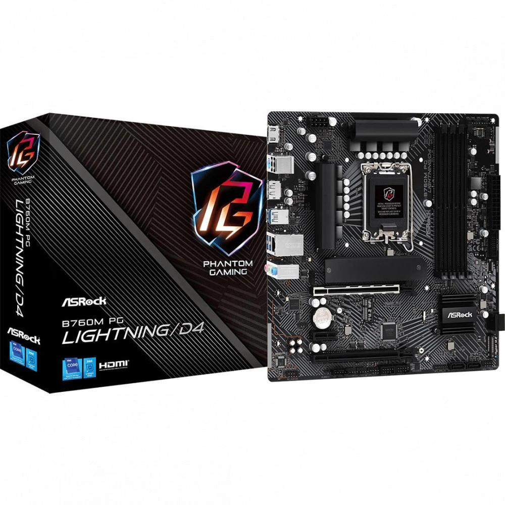 Материнская плата ASRock B760M PG LIGHTNING/D4 Micro-ATX, LGA 1700