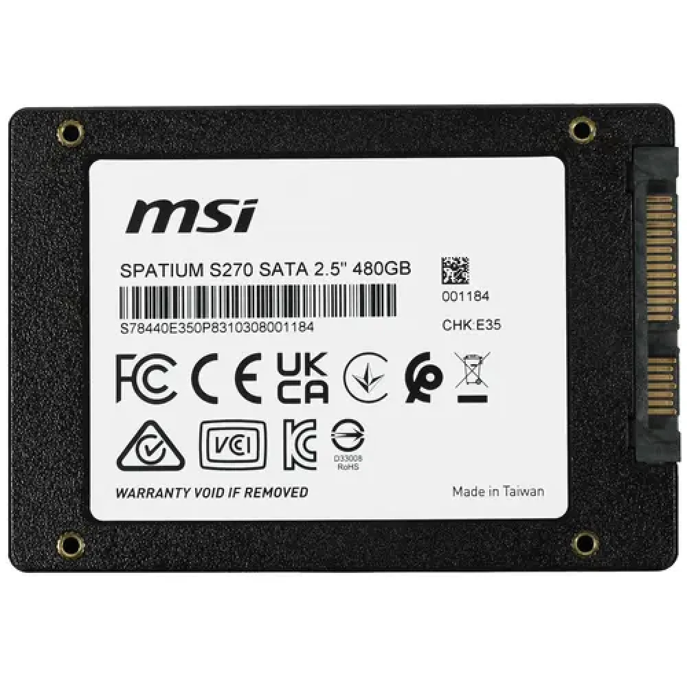 Жесткий диск MSI SPATIUM S270 S78-440E350-P83 SSD (твердотельные), 480 ГБ, 2.5 дюйма, SATA