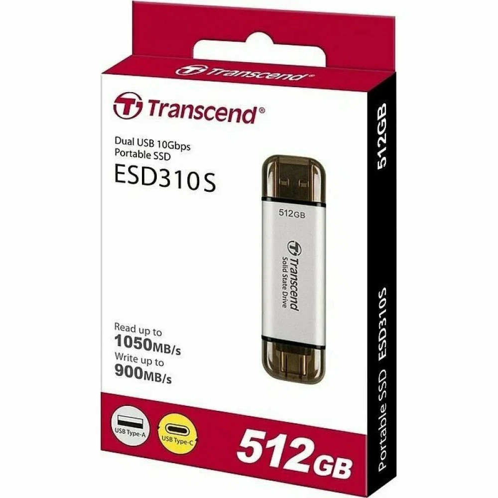 Внешние накопители Transcend ESD310S Silver TS512GESD310S 512 Гб, Разъём USB Type-C