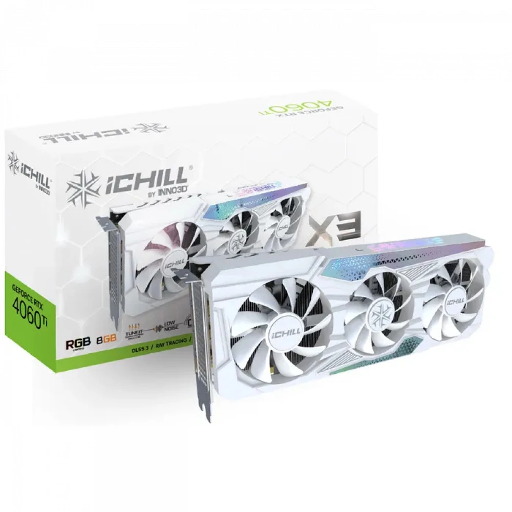 Видеокарта Inno3D RTX4060Ti 8GB ICHILL X3 WHITE C406T3-08D6X-17113280 8 ГБ