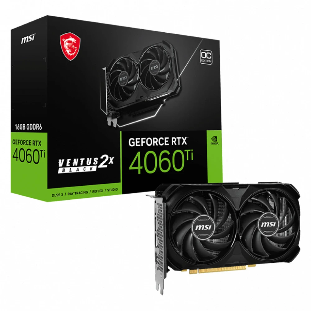 Видеокарта MSI RTX 4060 Ti VENTUS 2X GeForce RTX 4060 Ti VENTUS 2X BLACK 16G OC 16 ГБ