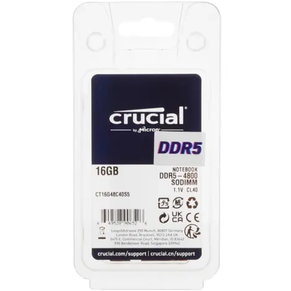 ОЗУ Crucial CT16G48C40S5 SO-DIMM, DDR5, 16 Гб, 4800 МГц
