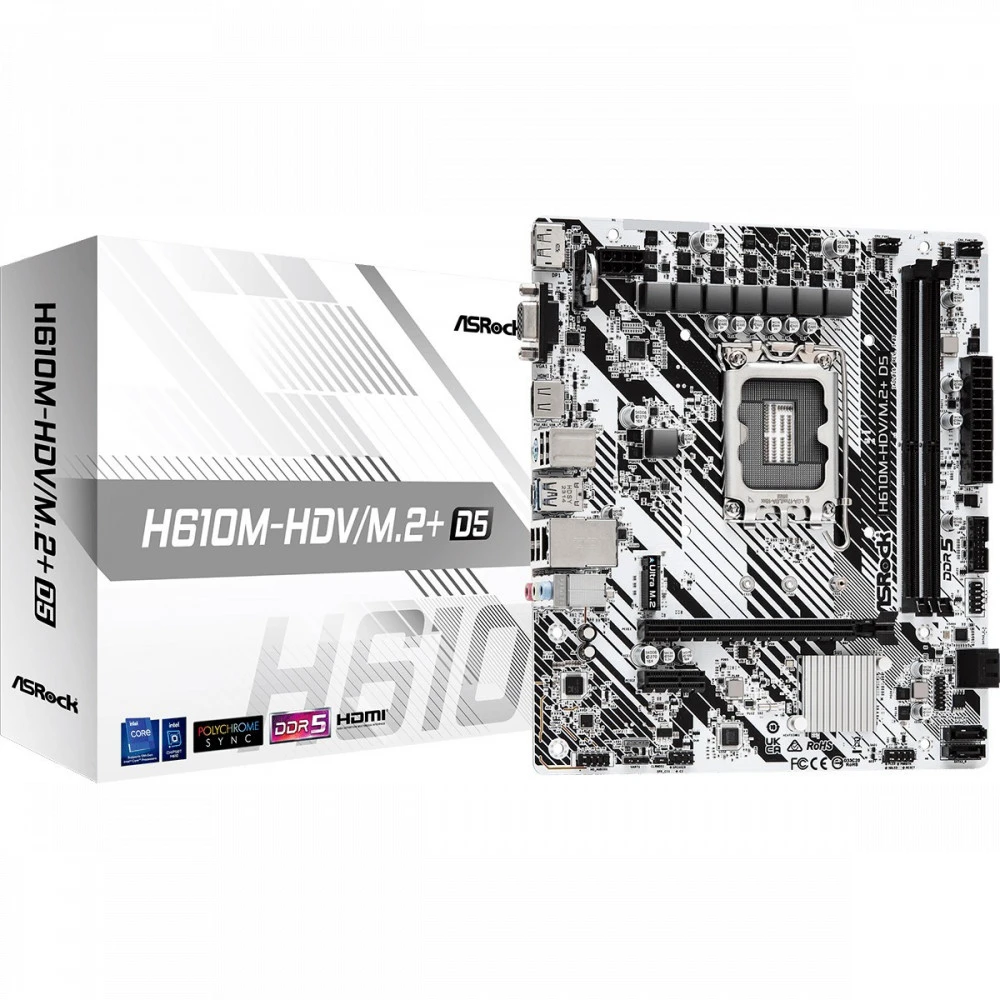Материнская плата ASRock H610M-HDV/M.2+ D5 Micro-ATX, LGA 1700