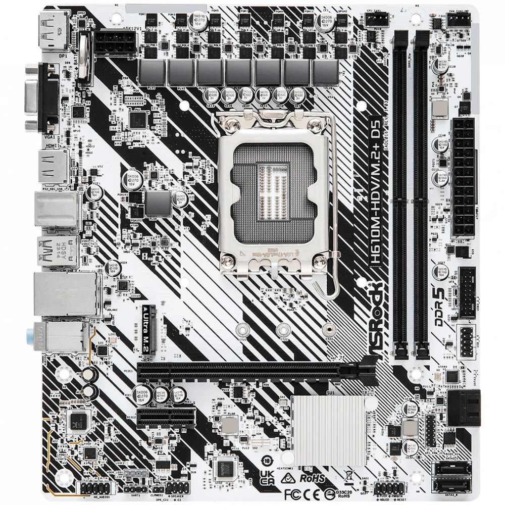 Материнская плата ASRock H610M-HDV/M.2+ D5 Micro-ATX, LGA 1700