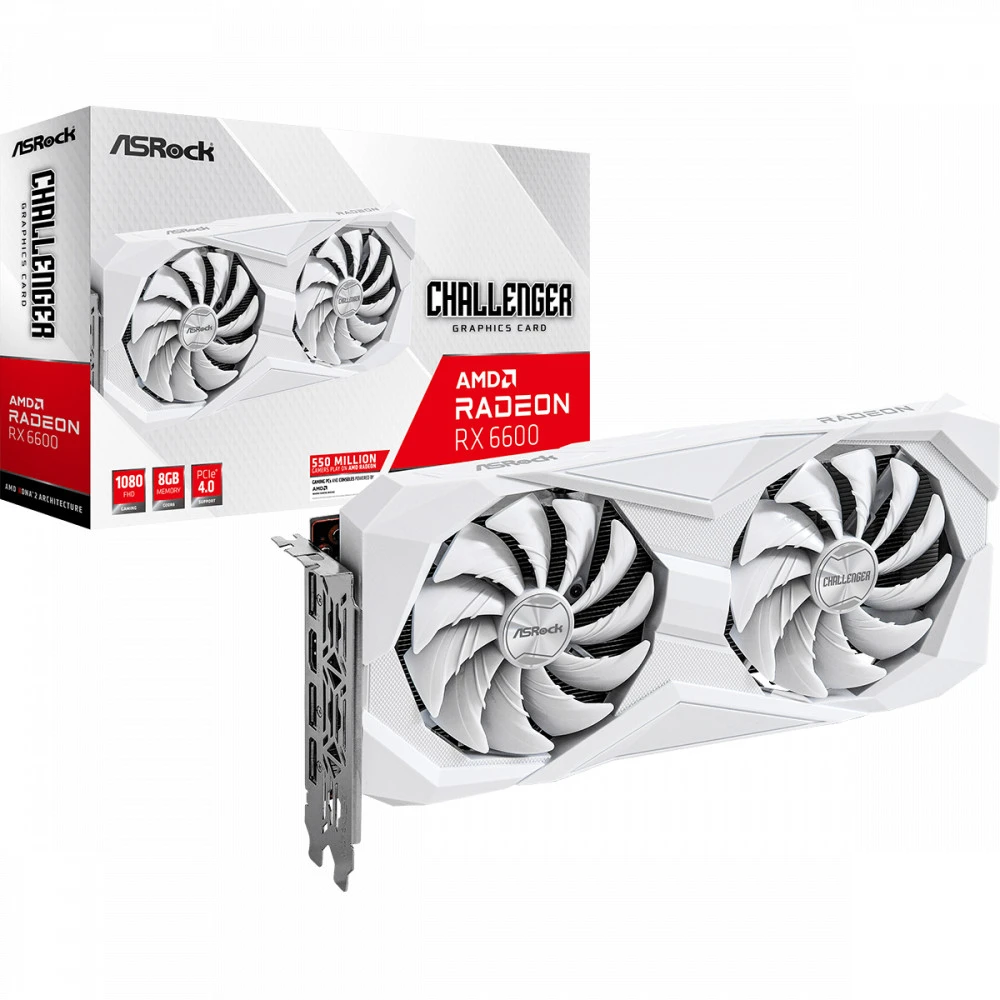 Видеокарта ASRock Radeon RX 6600 Challenger White RX6600 CLW 8G 8 ГБ