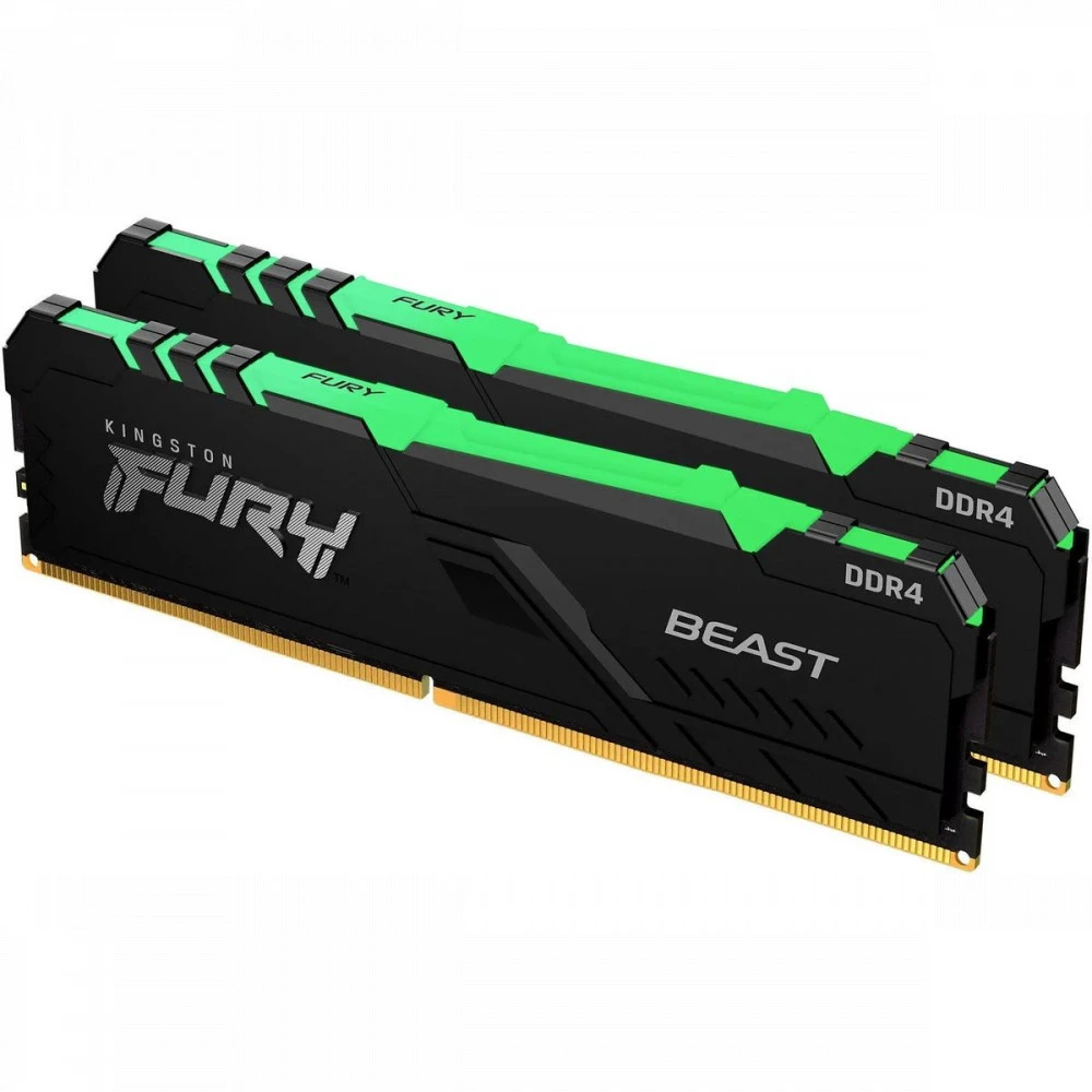 ОЗУ Kingston Fury Beast RGB KF432C16BB2AK2/64 DIMM, DDR4, 64 Гб (2 х 32 Гб), 3200 МГц