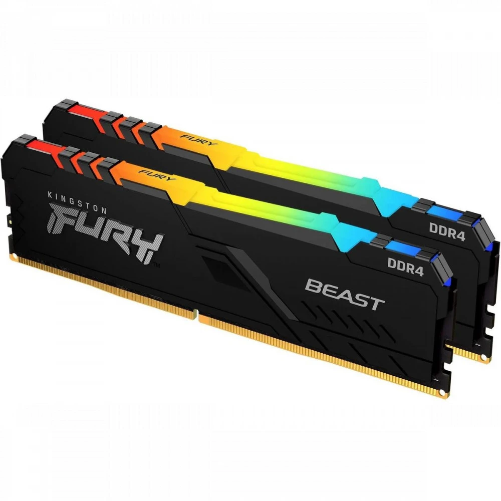 ОЗУ Kingston Fury Beast RGB KF432C16BB2AK2/64 DIMM, DDR4, 64 Гб (2 х 32 Гб), 3200 МГц