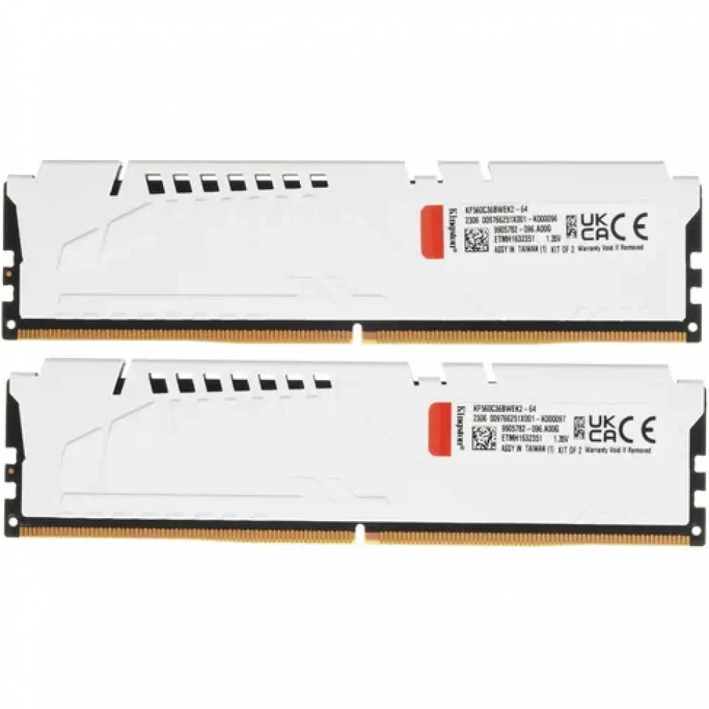ОЗУ Kingston Fury Beast White KF560C36BWEK2-64 DIMM, DDR5, 64 Гб (2 х 32 Гб), 6000 МГц
