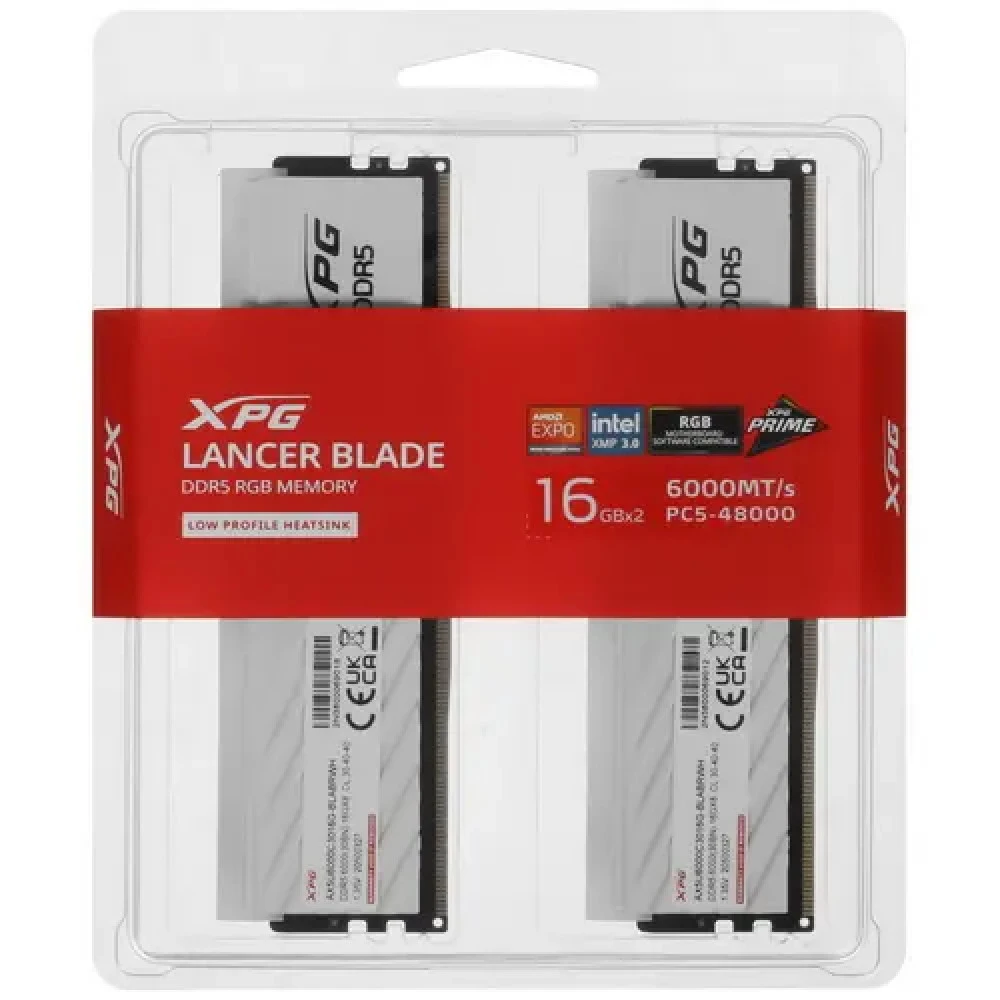 ОЗУ ADATA XPG Lancer Blade Gaming AX5U6000C3016G-DTLABRWH DIMM, DDR5, 32 Гб (2 х 16 Гб), 6000 МГц