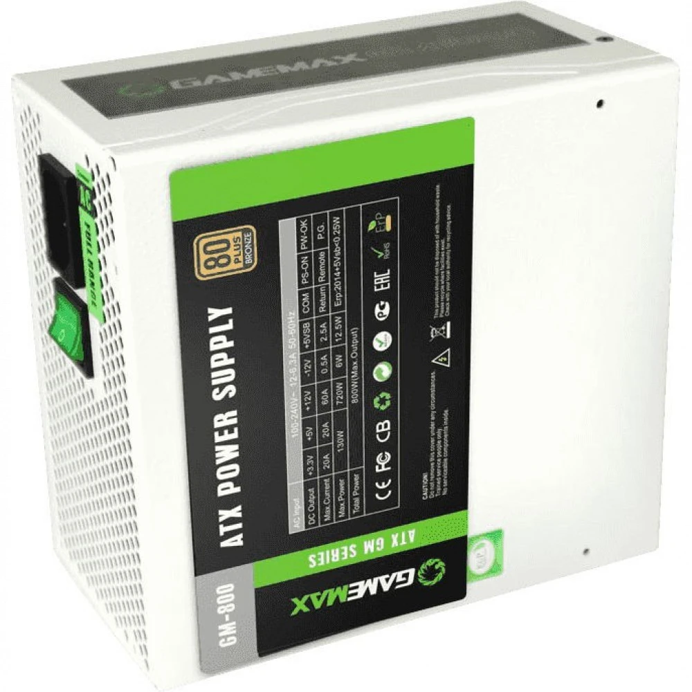 Блок питания GameMax GM-800 White GM-800 WHITE 800 Вт