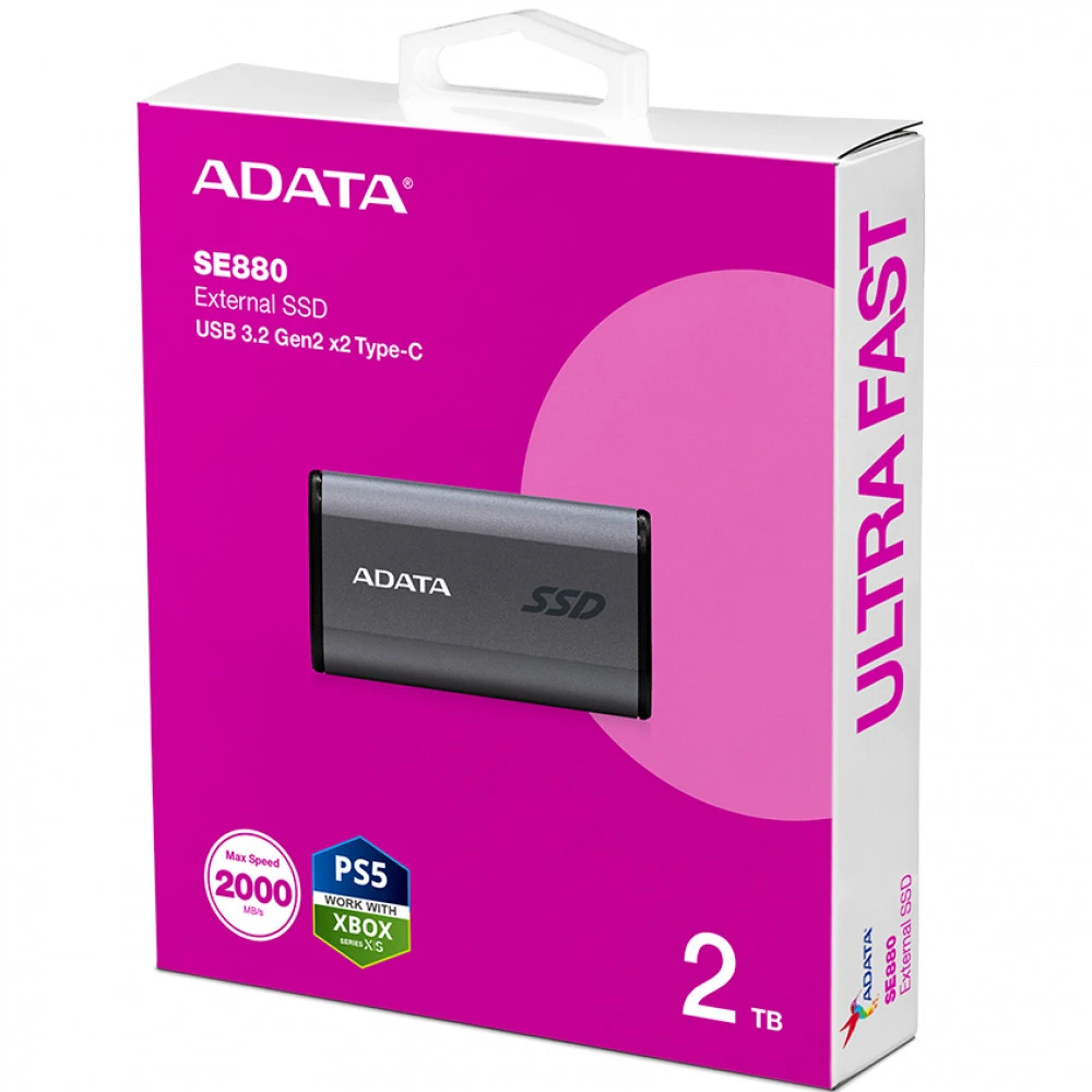 Внешние накопители ADATA SE880 AELI-SE880-2TCGY 2 ТБ, Разъём USB Type-C