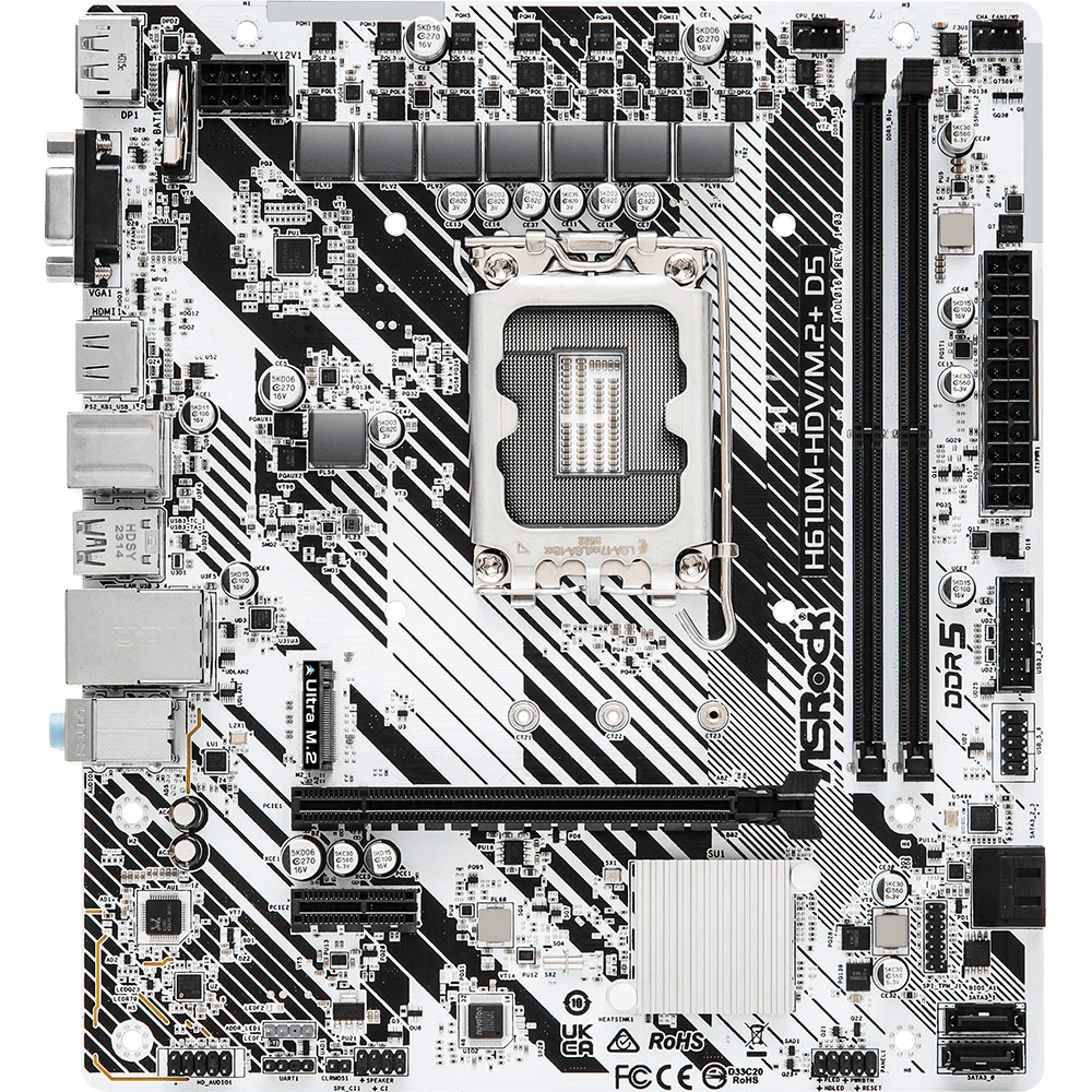 Материнская плата ASRock H610M-HDV/M.2+ D5 90-MXBM50-A0UAYZ Micro-ATX, LGA 1700