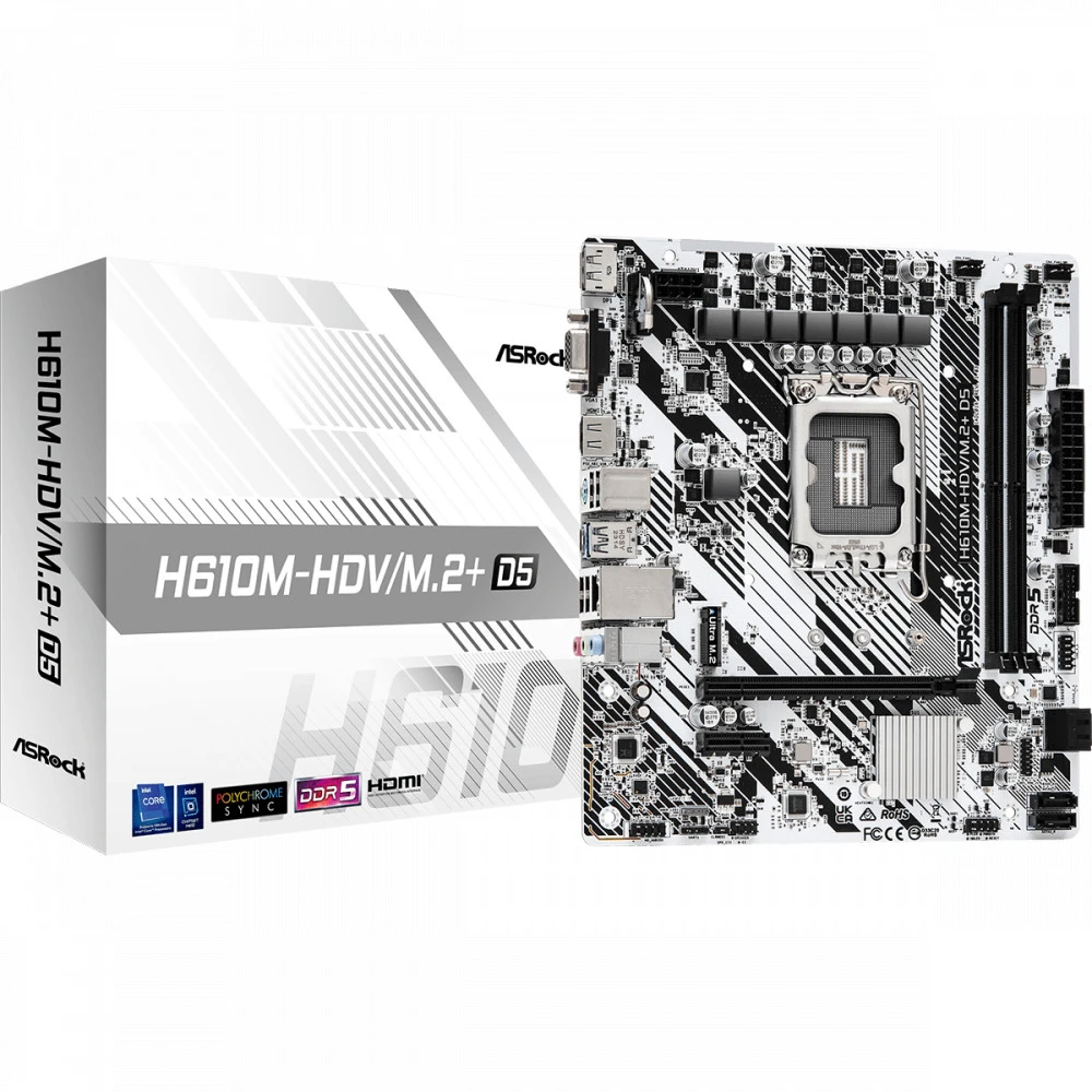 Материнская плата ASRock H610M-HDV/M.2+ D5 90-MXBM50-A0UAYZ Micro-ATX, LGA 1700