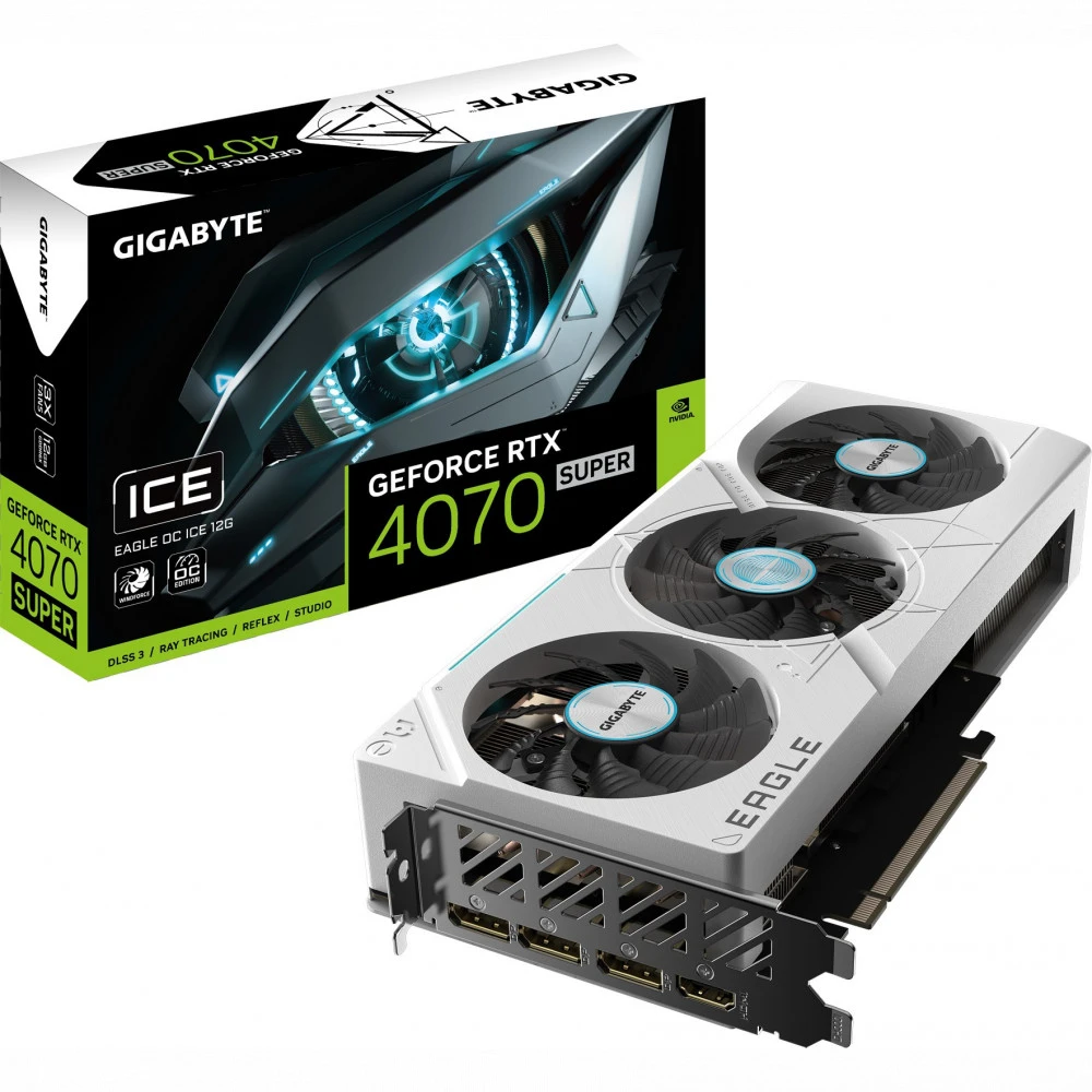 Видеокарта Gigabyte RTX 4070 SUPER EAGLE OC ICE 12G GV-N407SEAGLEOC ICE-12GD 12 ГБ