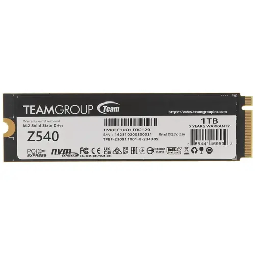 Жесткий диск Team Group T-FORCE CARDEA Z540 TM8FF1001T0C129 SSD (твердотельные), 1 ТБ, M.2, PCIe