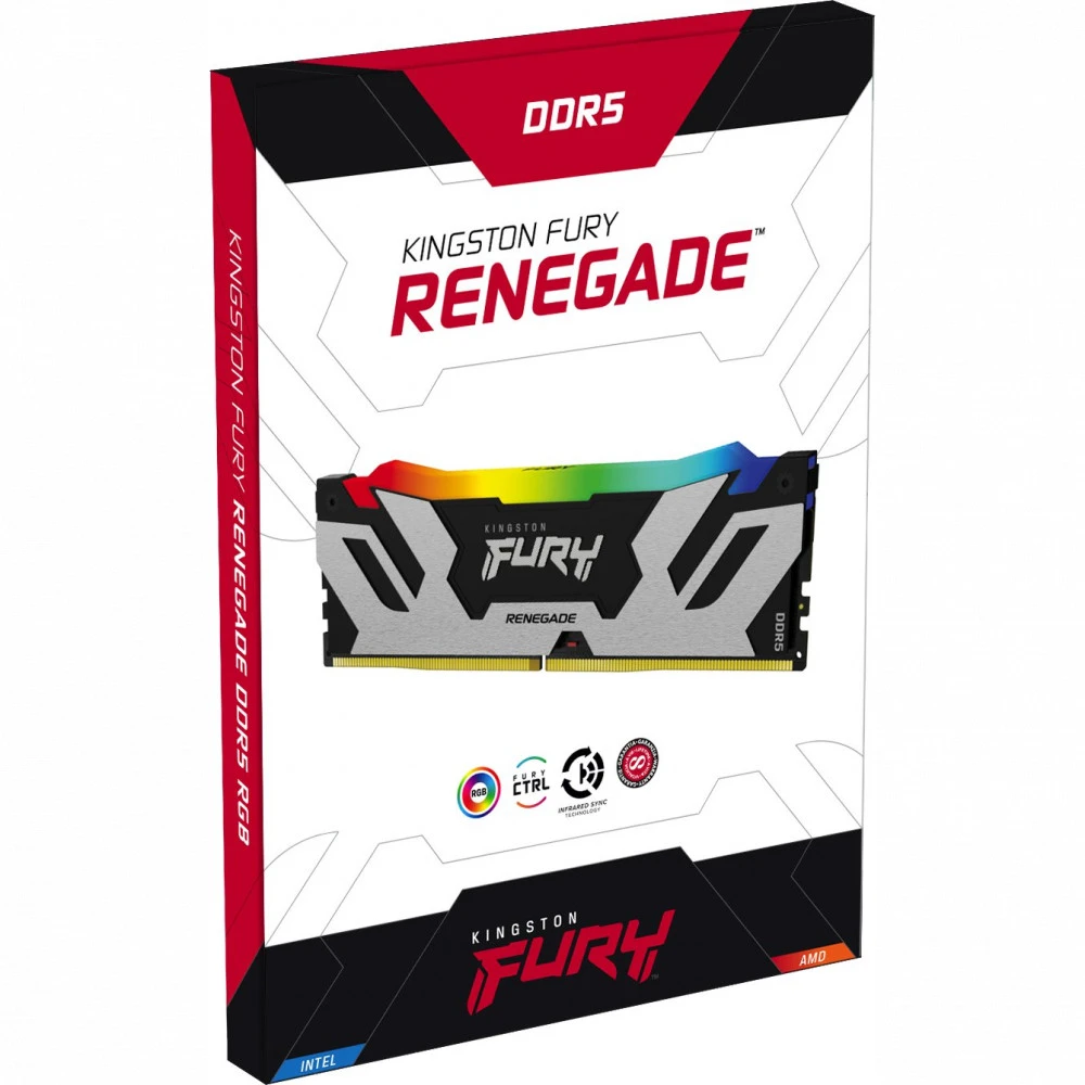 ОЗУ Kingston Fury Renegade Silver RGB KF572C38RSAK2-48 DIMM, DDR5, 48 Гб (2 x 24 Гб), 7200 МГц
