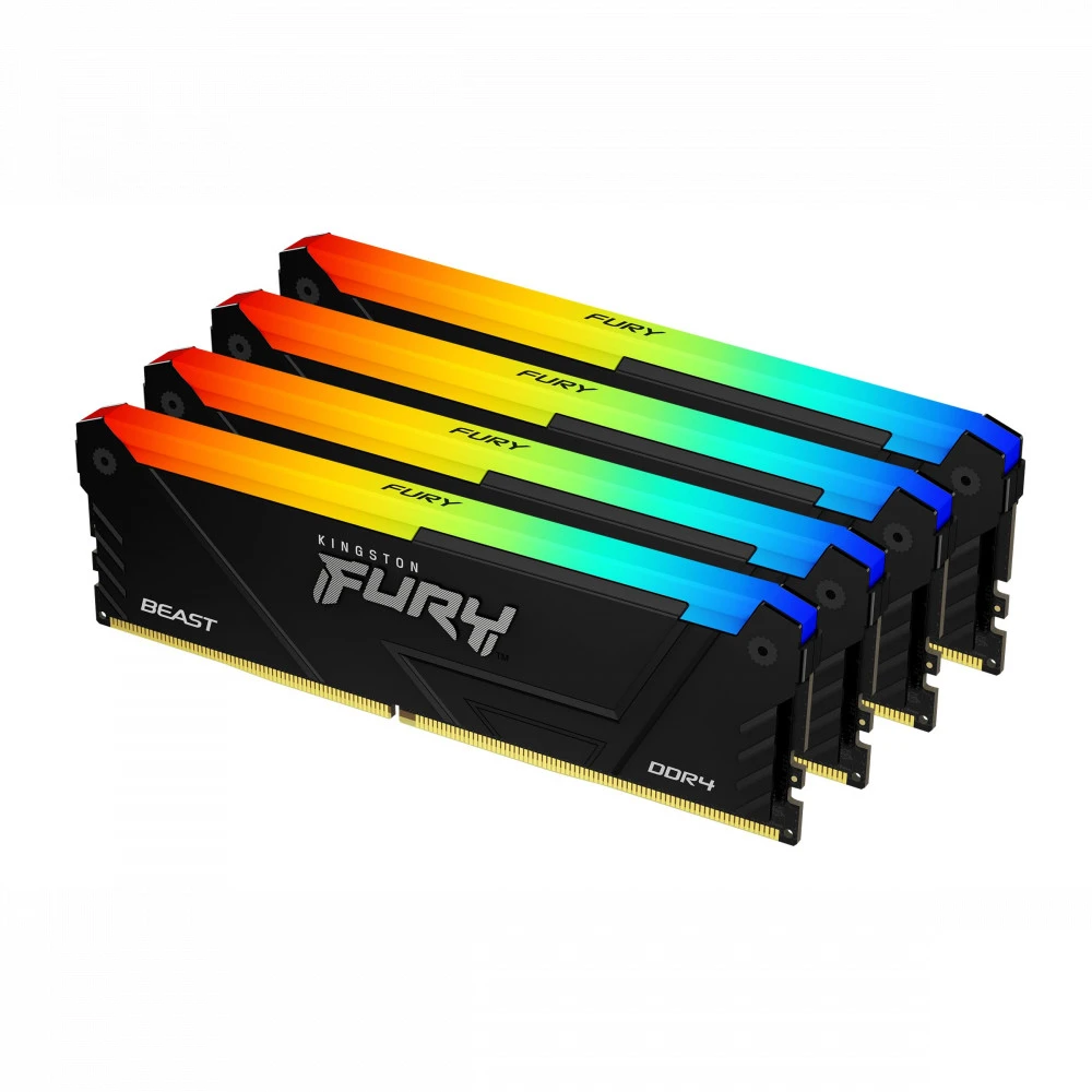 ОЗУ Kingston FURY Beast RGB KF426C16BB2AK4/128 DIMM, DDR4, 128 Гб (4 х 32 Гб), 2666 МГц