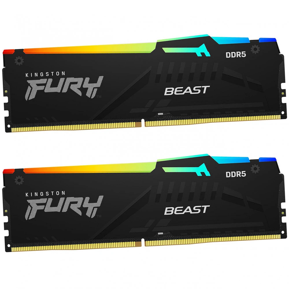 ОЗУ Kingston Fury Beast RGB KF560C30BBAK2-64 DIMM, DDR5, 64 Гб (2 х 32 Гб), 6000 МГц