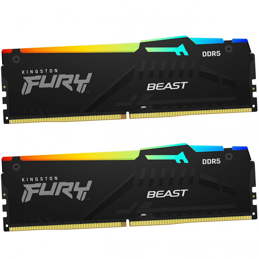 ОЗУ Kingston Fury Beast RGB KF560C30BBEAK2-64 DIMM, DDR5, 64 Гб (2 х 32 Гб), 6000 МГц