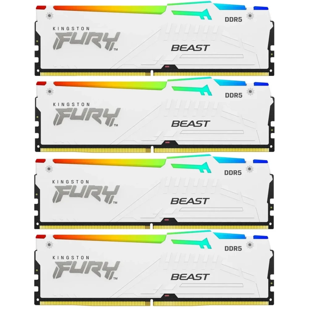 ОЗУ Kingston FURY Beast White RGB XMP KF552C40BWAK4-64 DIMM, DDR5, 64 Гб (4 х 16 Гб), 5200 МГц