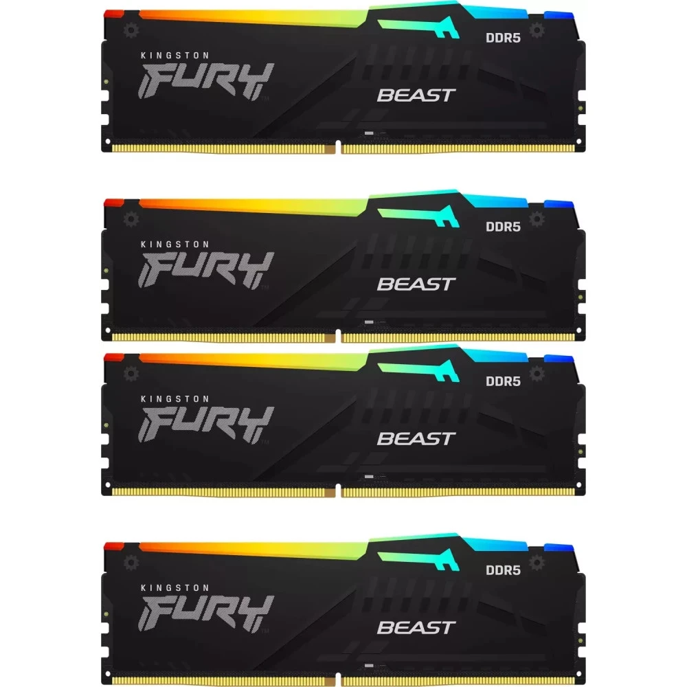 ОЗУ Kingston FURY Beast RGB XMP KF552C40BBAK4-64 DIMM, DDR5, 64 Гб (4 х 16 Гб), 5200 МГц