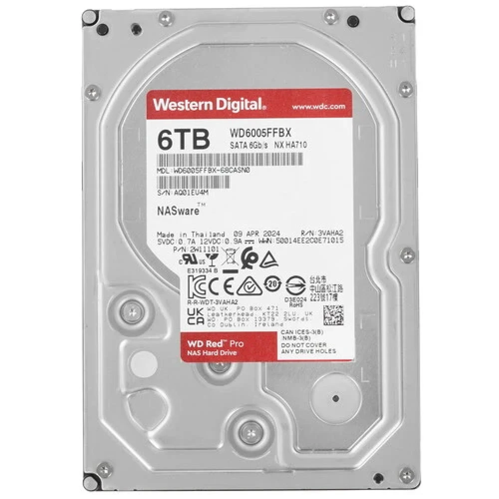 Жесткий диск Western Digital Red Pro 7200 WD6005FFBX HDD (классические), 6 ТБ, 3.5 дюйма, SATA
