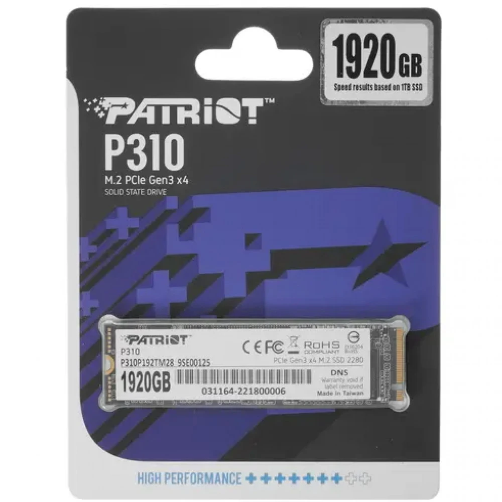 Жесткий диск Patriot P310 P310P192TM28 SSD (твердотельные), 1.92 ТБ, M.2, PCIe