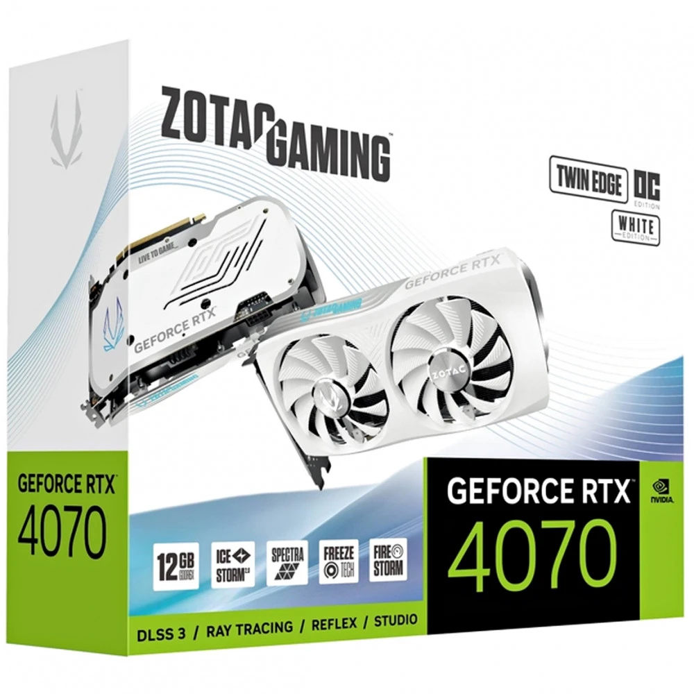 Видеокарта Zotac GAMING RTX 4070 TWIN EDGE OC WHITE ZT-D40740Q-10M 12 ГБ