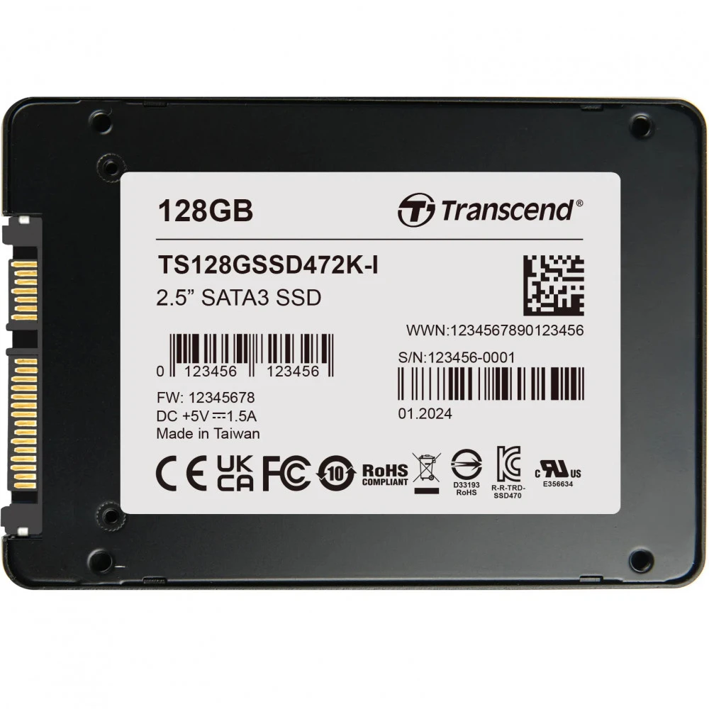 Жесткий диск Transcend TS128GSSD472KI-VS1 SSD (твердотельные), 128 ГБ, 2.5 дюйма, SATA