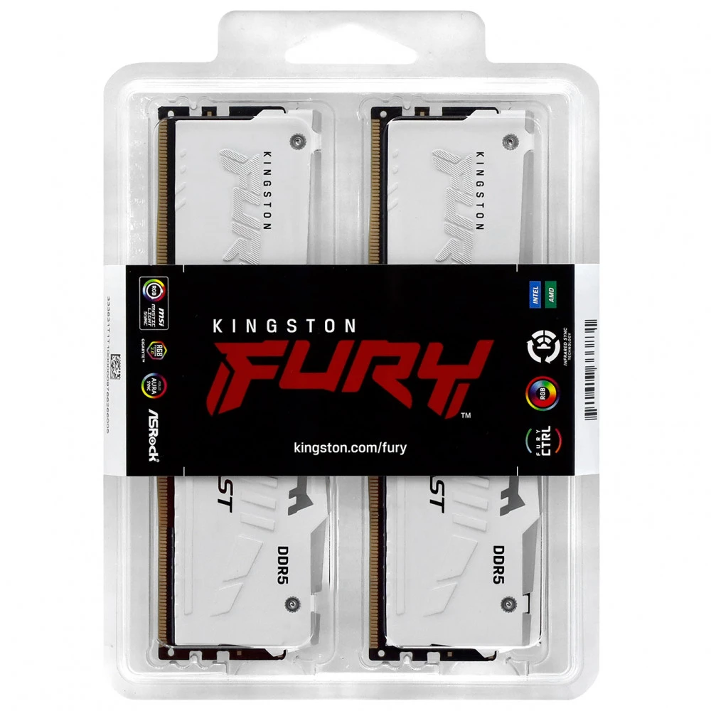 ОЗУ Kingston Fury Beast RGB KF564C32BWEAK2-64 DIMM, DDR5, 64 Гб (2 х 32 Гб), 6400 МГц