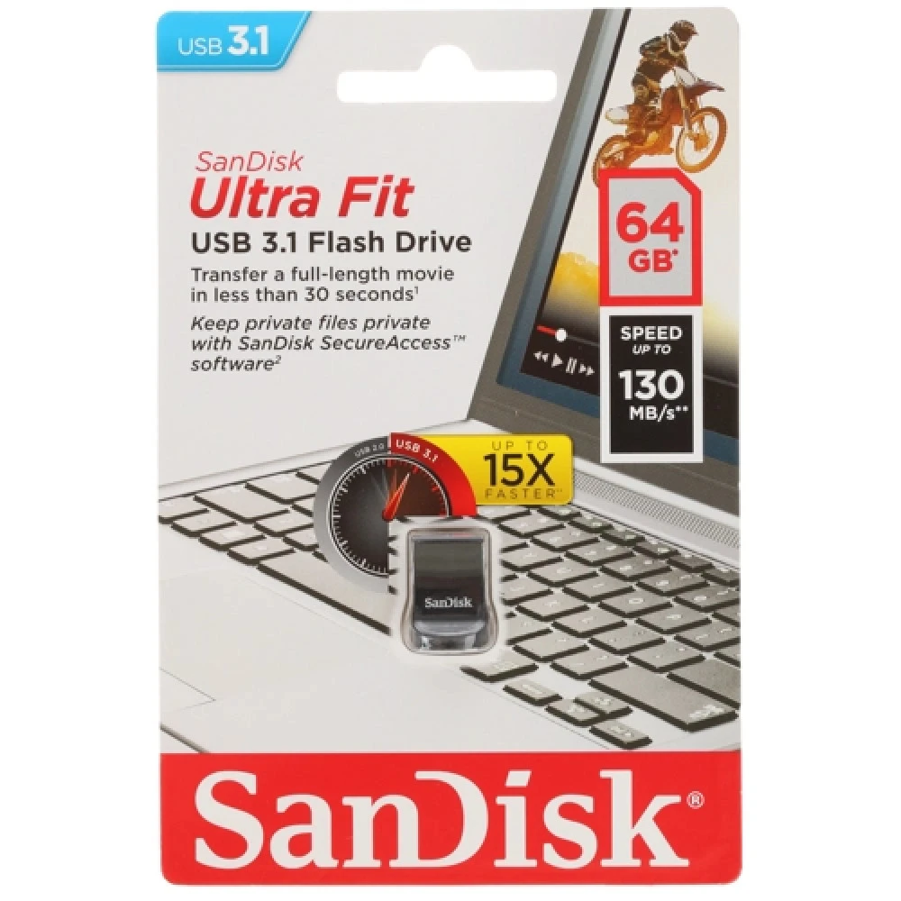 USB флешка (Flash) SanDisk Ultra Fit [SDCZ430-064G-G46] 64 ГБ