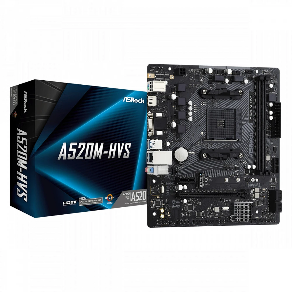 Материнская плата ASRock A520M-HVS A520M-HVS DDR4 Mini-ATX, AMD AM4
