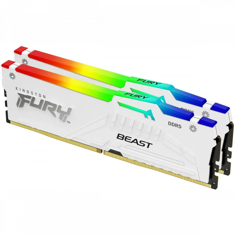 ОЗУ Kingston FURY Beast White RGB KF560C30BWEAK2-32 DIMM, DDR5, 32 Гб (2 х 16 Гб), 6000 МГц
