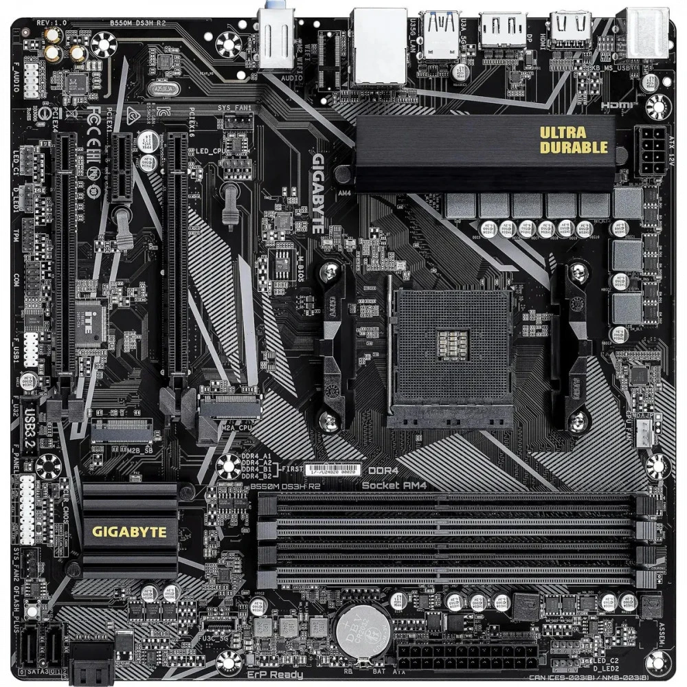 Материнская плата Gigabyte B550M DS3H R2 Micro-ATX, AMD AM4