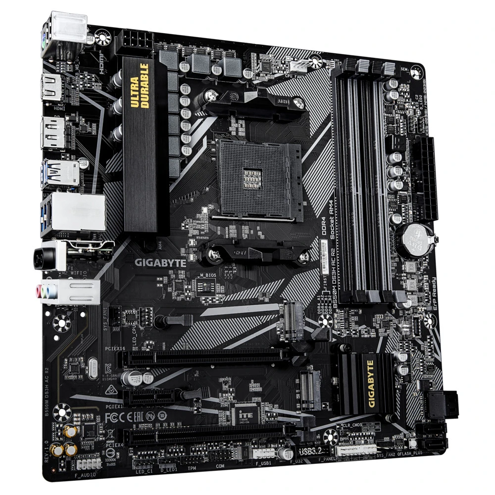 Материнская плата Gigabyte B550M DS3H AC R2 Micro-ATX, AMD AM4